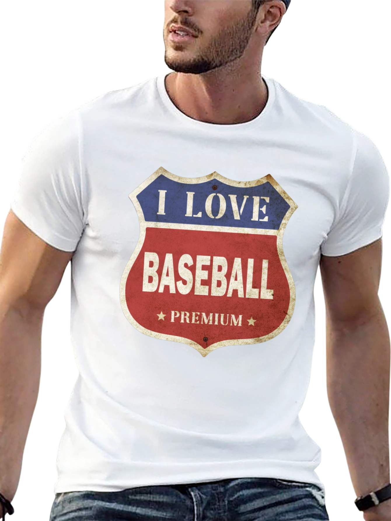 Black I Love Baseball Premium T-Shirt view 13