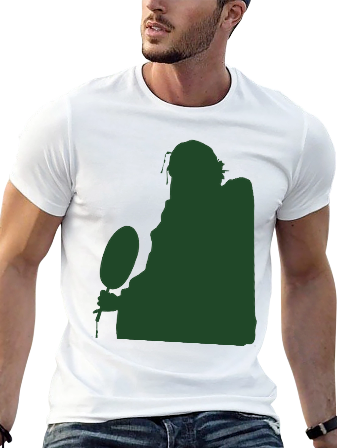 Black Silhouette Figure Holding Ball Black T-Shirt view 13