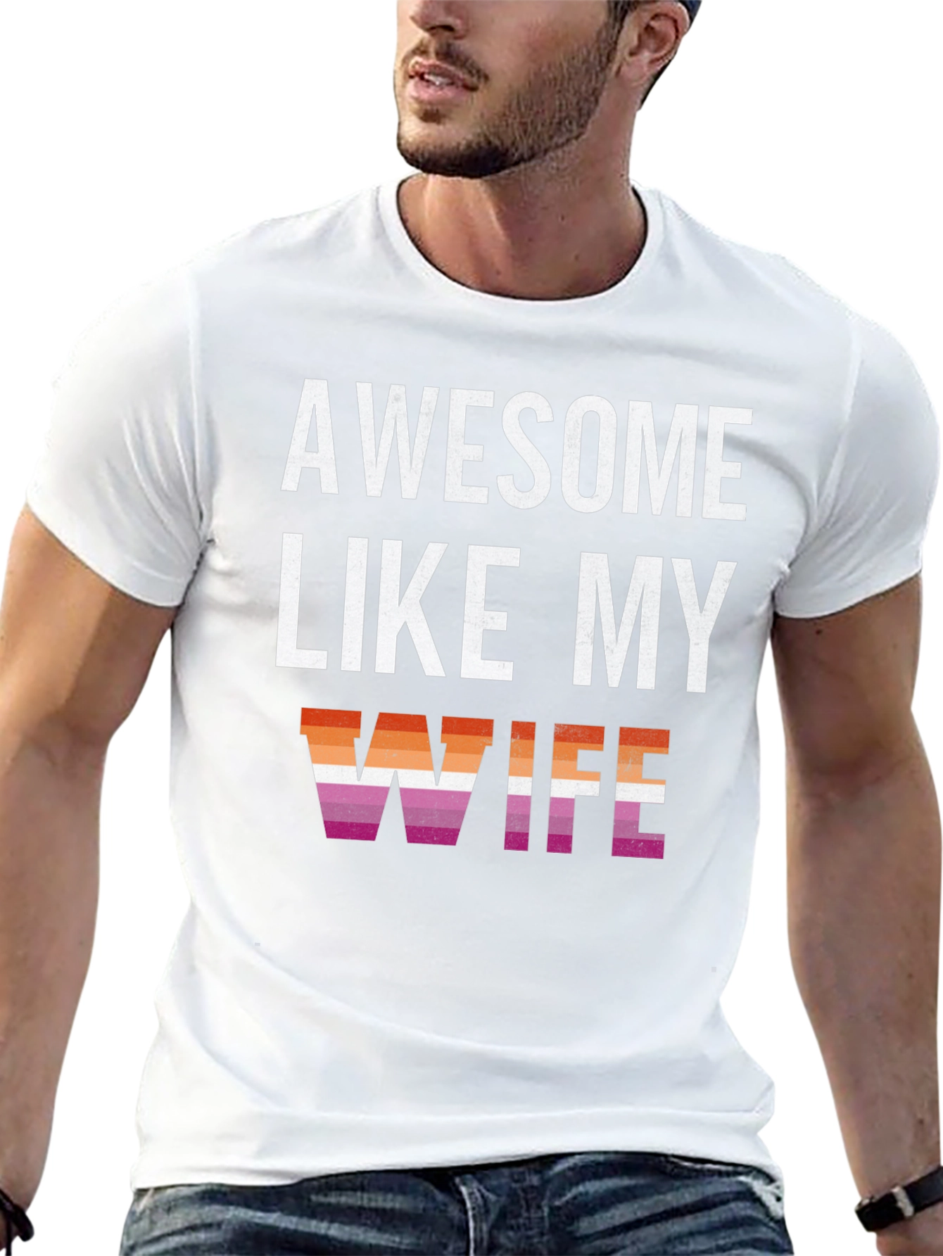 Black Awesome Like My Wife Lesbian Pride T-Shirt view 13