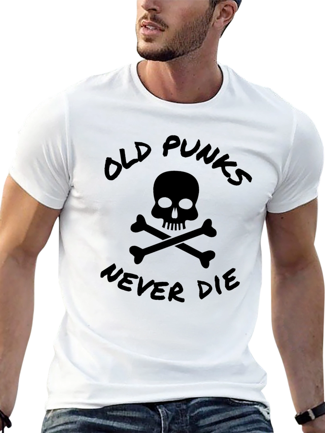 Black Old Punks Never Die Graphic T-Shirt view 13