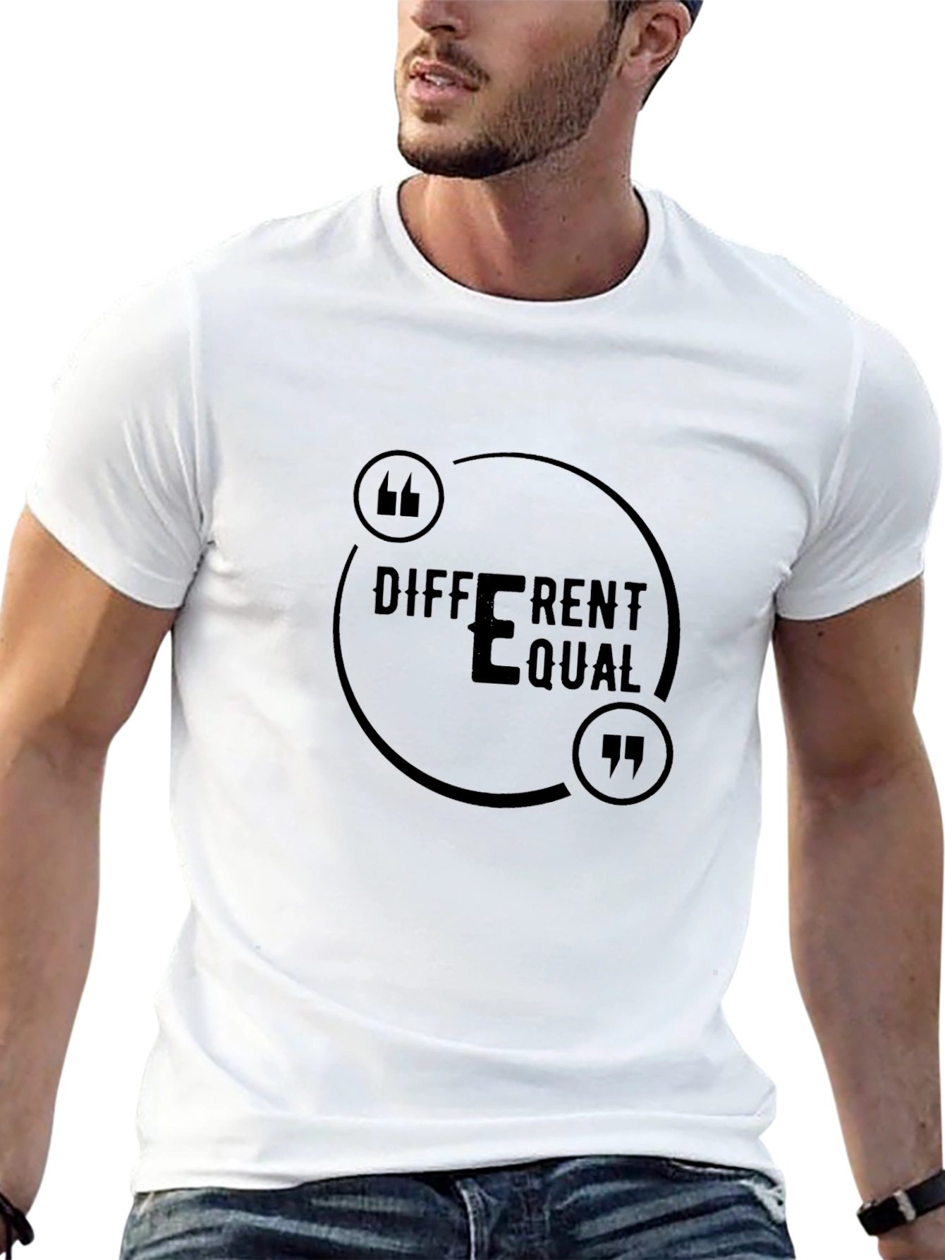 Black Different Equal Black T-Shirt for Men view 13