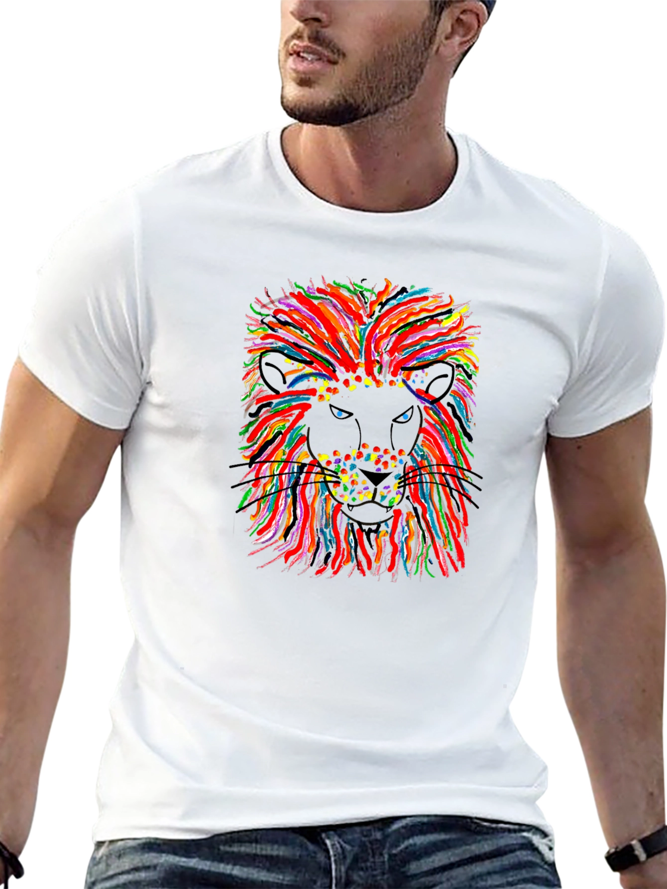 Black Lion Graphic T-Shirt - Vibrant Art Design view 13