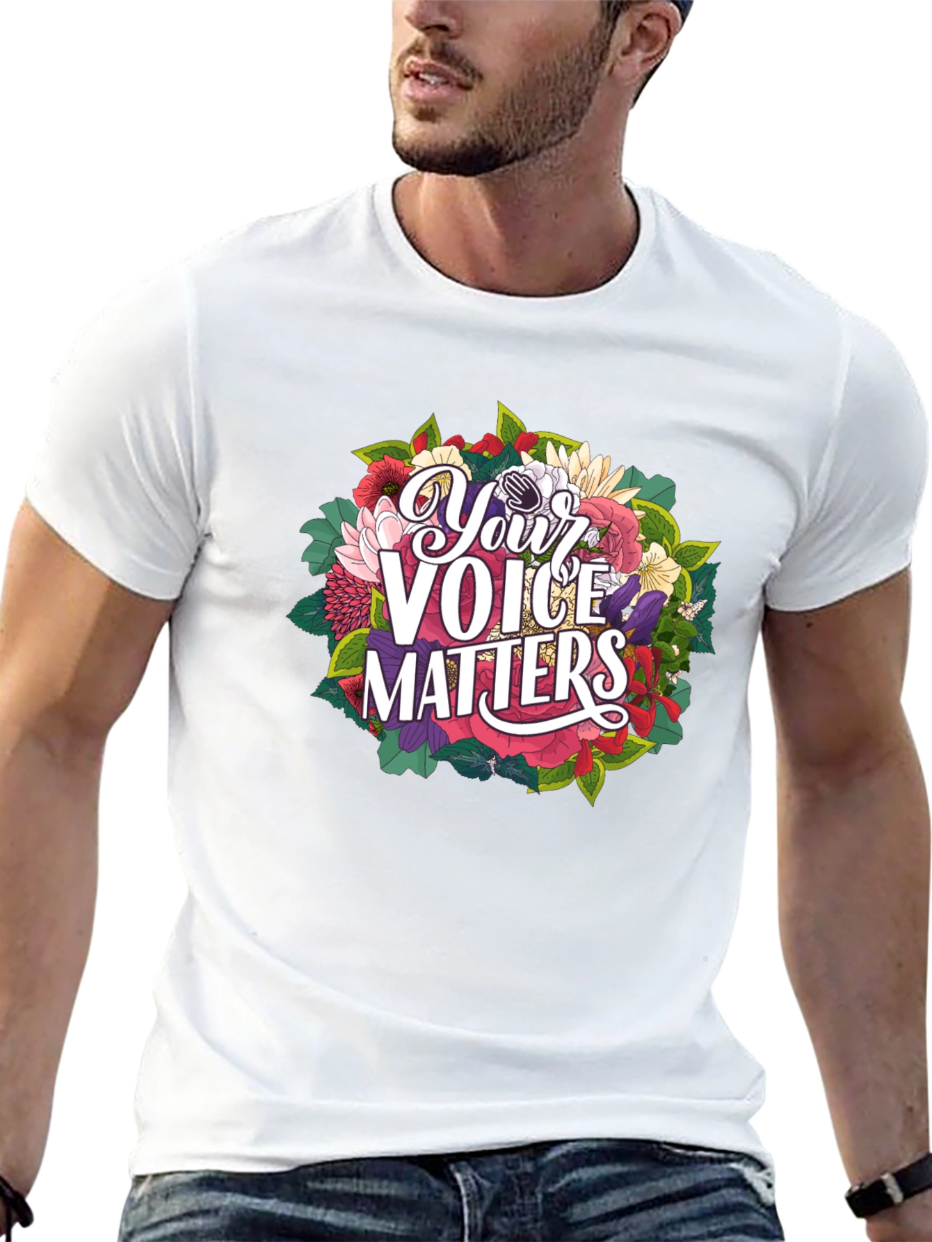 Black Your Voice Matters Graphic Tee - Black view 13