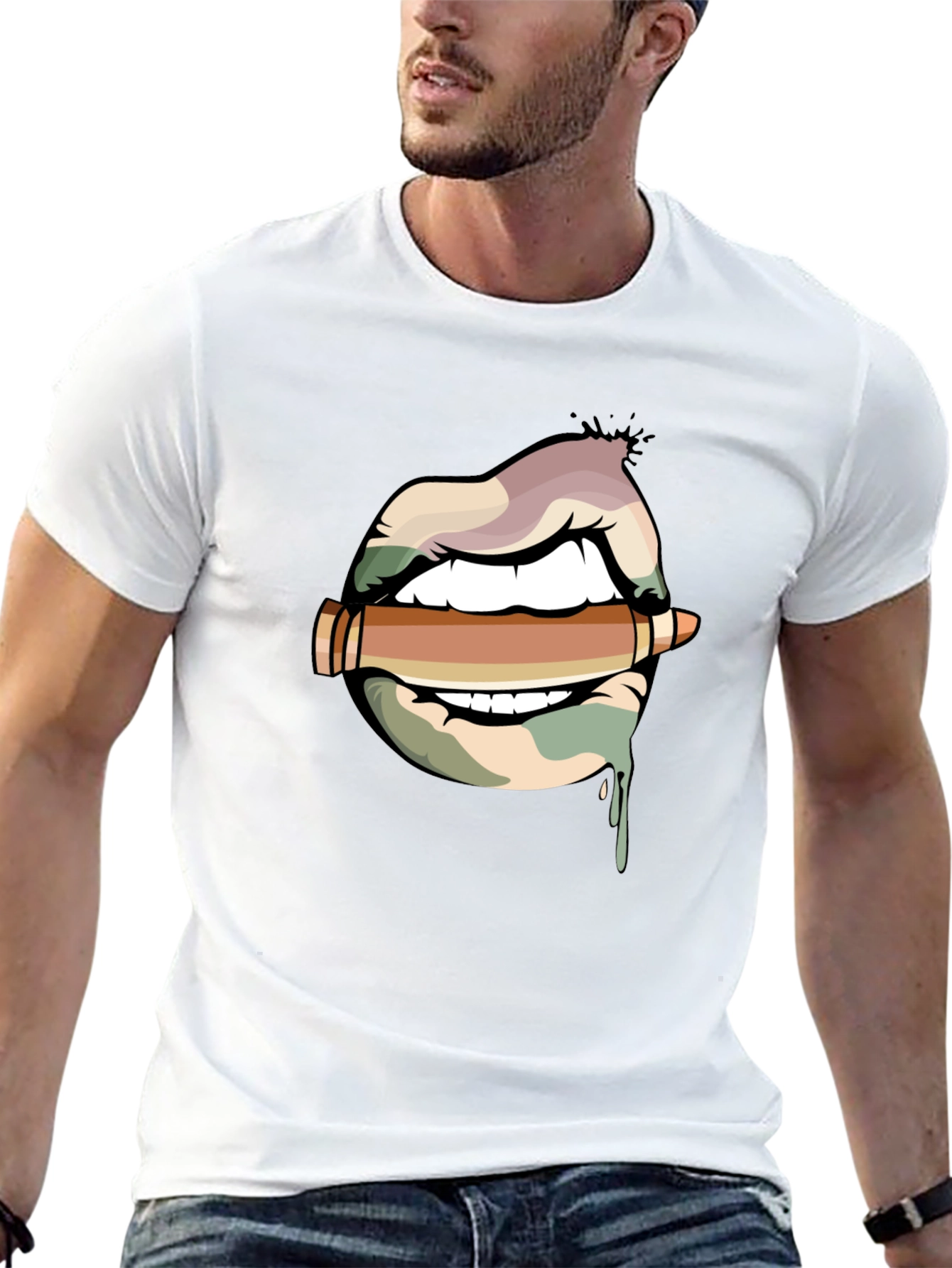Lips and Bullet Graphic T-Shirt - 13