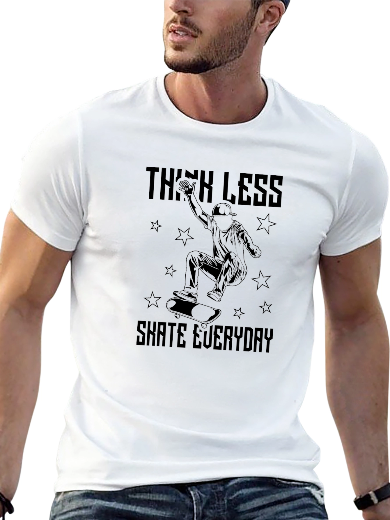 Black Think Less Skate Everyday T-Shirt view 13