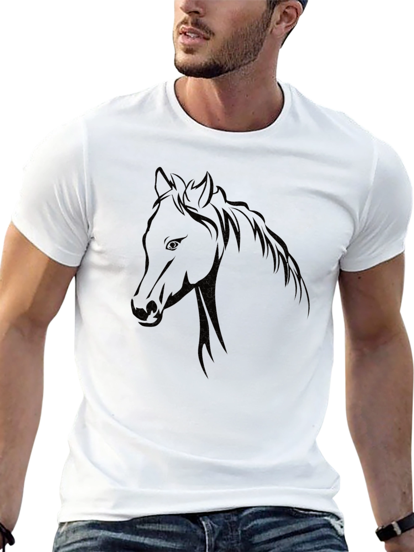 Black Black Horse Graphic T-Shirt - Unisex Design view 13