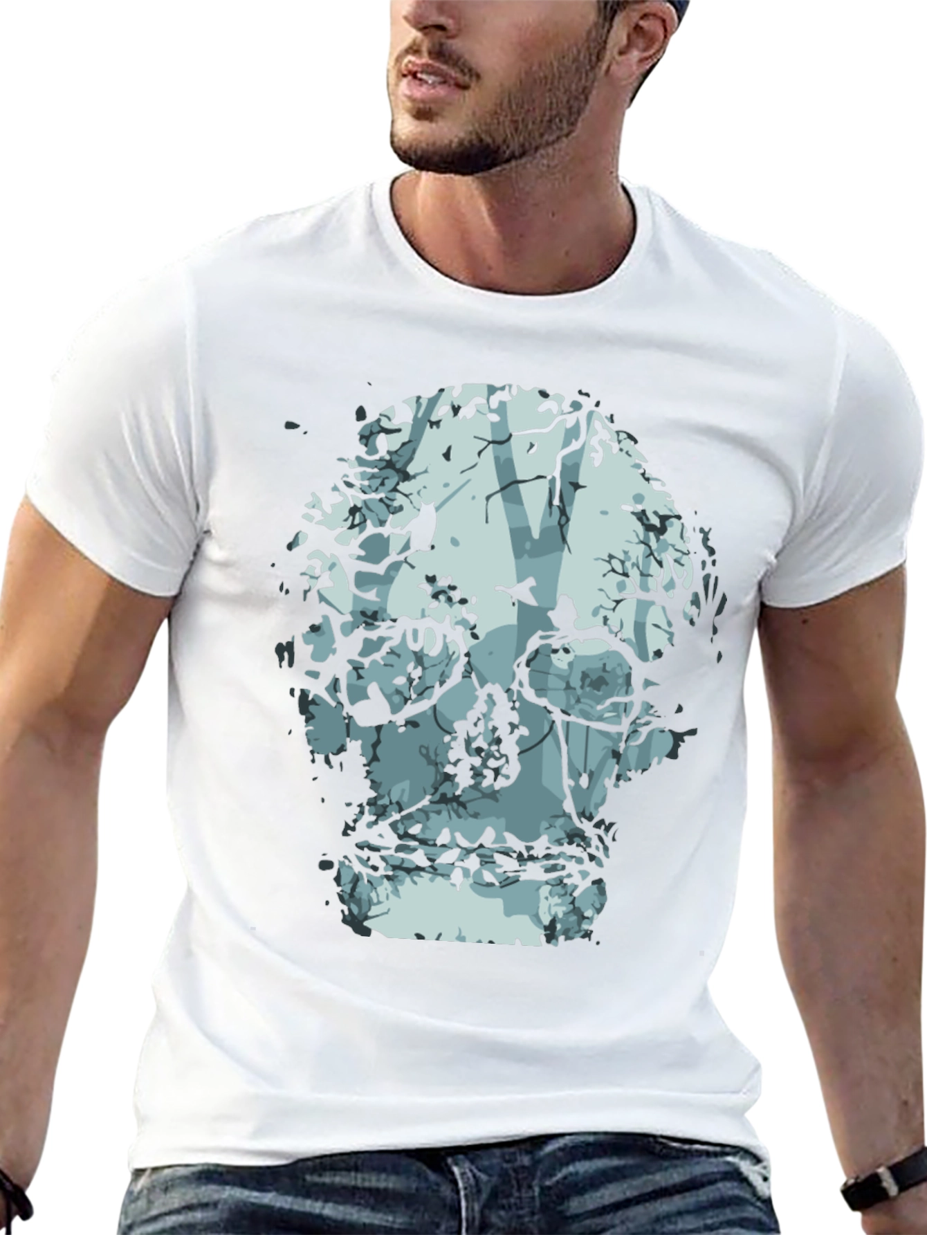 Black Skull Tree Graphic Tee - Nature Inspired Fashion view 13