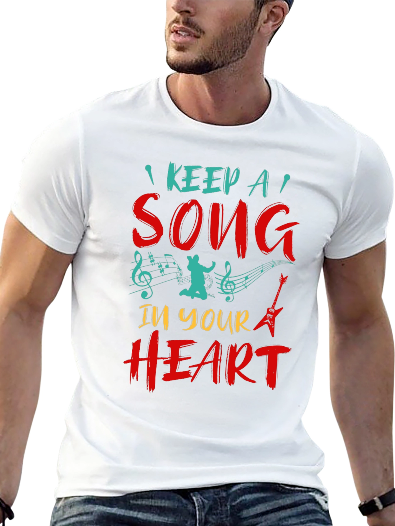 Black Keep A Song In Your Heart Graphic Tee view 13