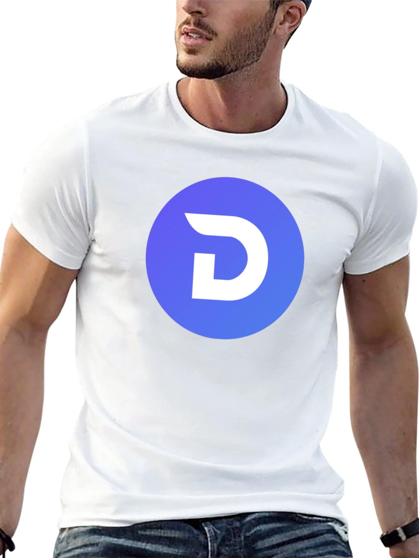 Modern Black T-Shirt with Blue Circle D Logo - 13
