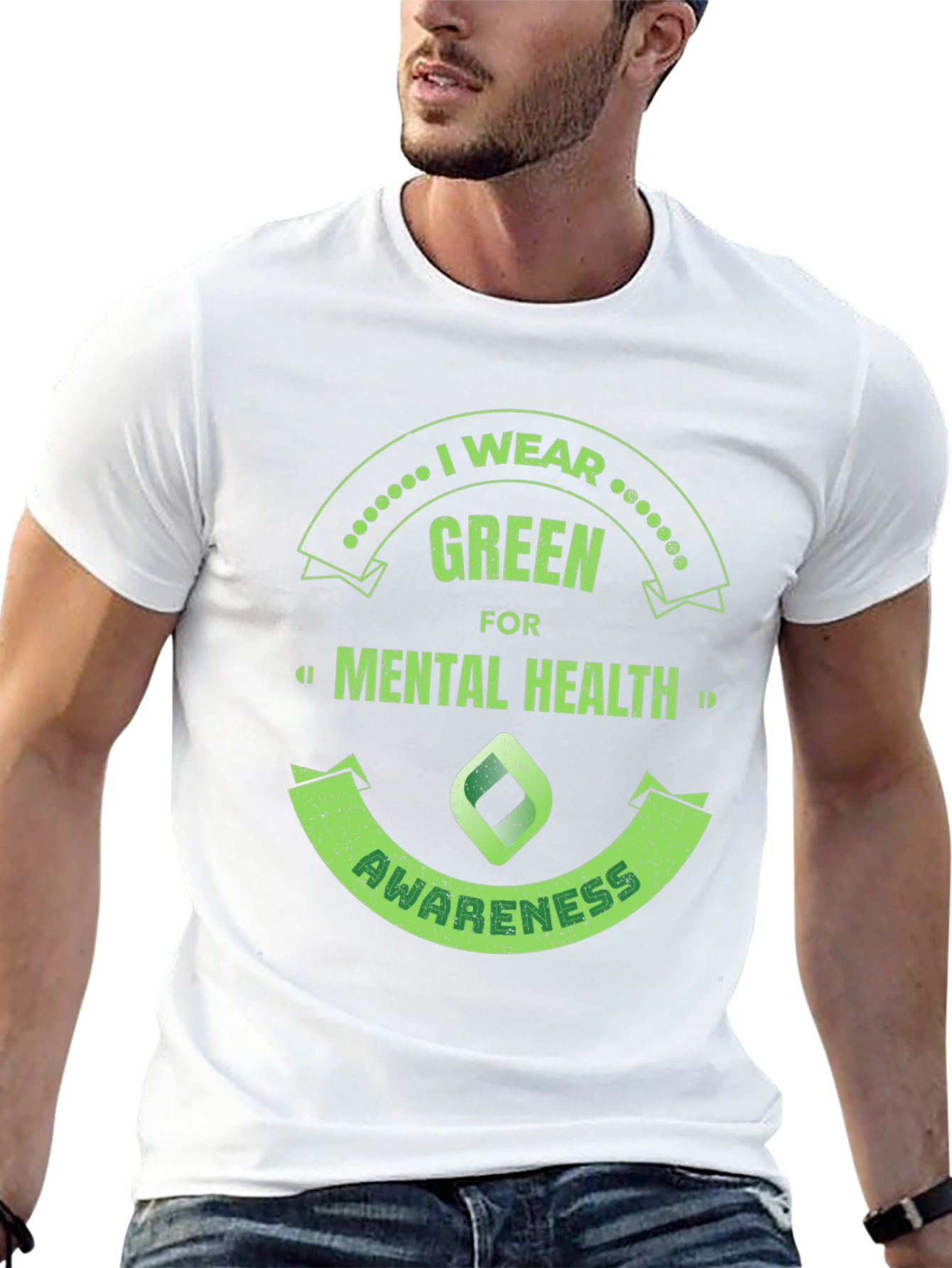 Black Green Mental Health Awareness T-Shirt view 13