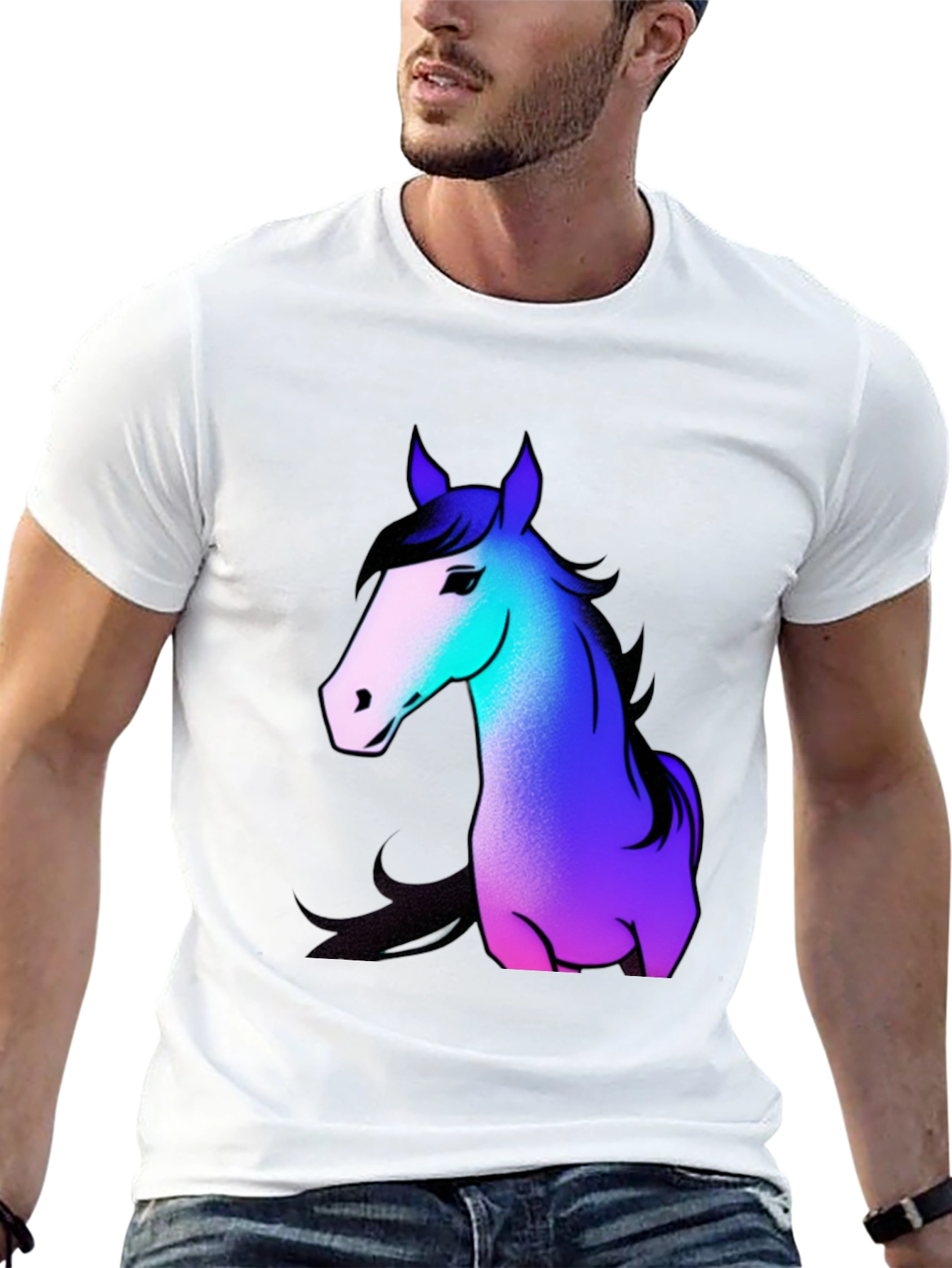 Black Cool Horse Graphic Tee - Casual Black T-Shirt view 13