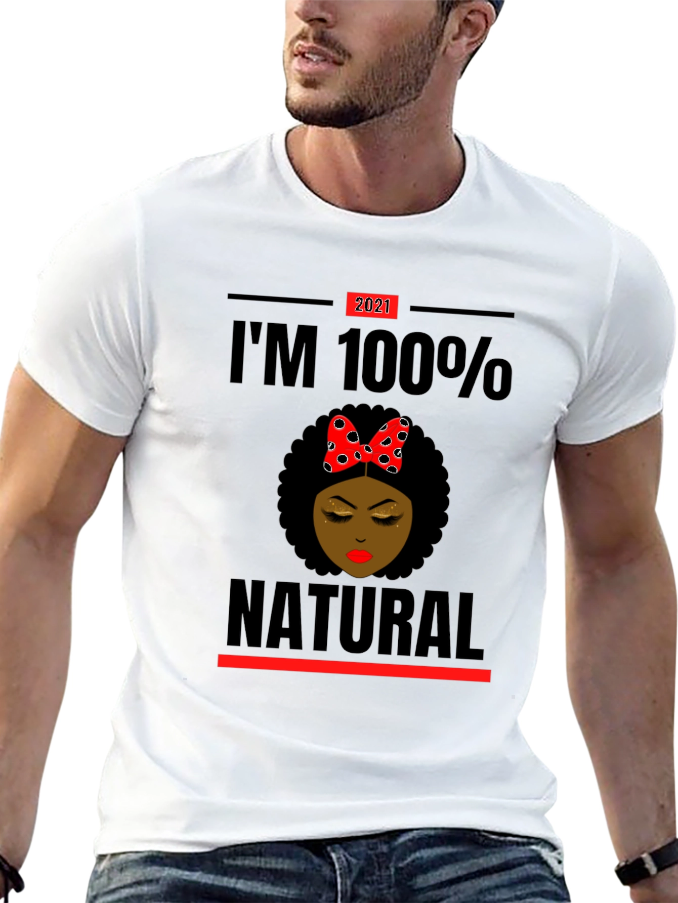 Black I'm 100% Natural Afro T-Shirt view 13
