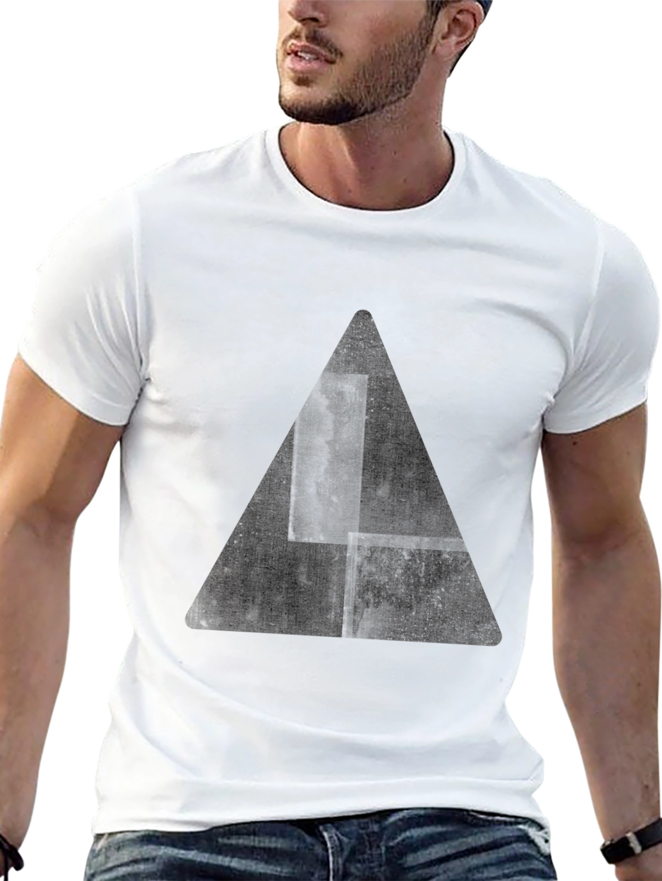 Black Black Graphic Tee - Triangle Design view 13