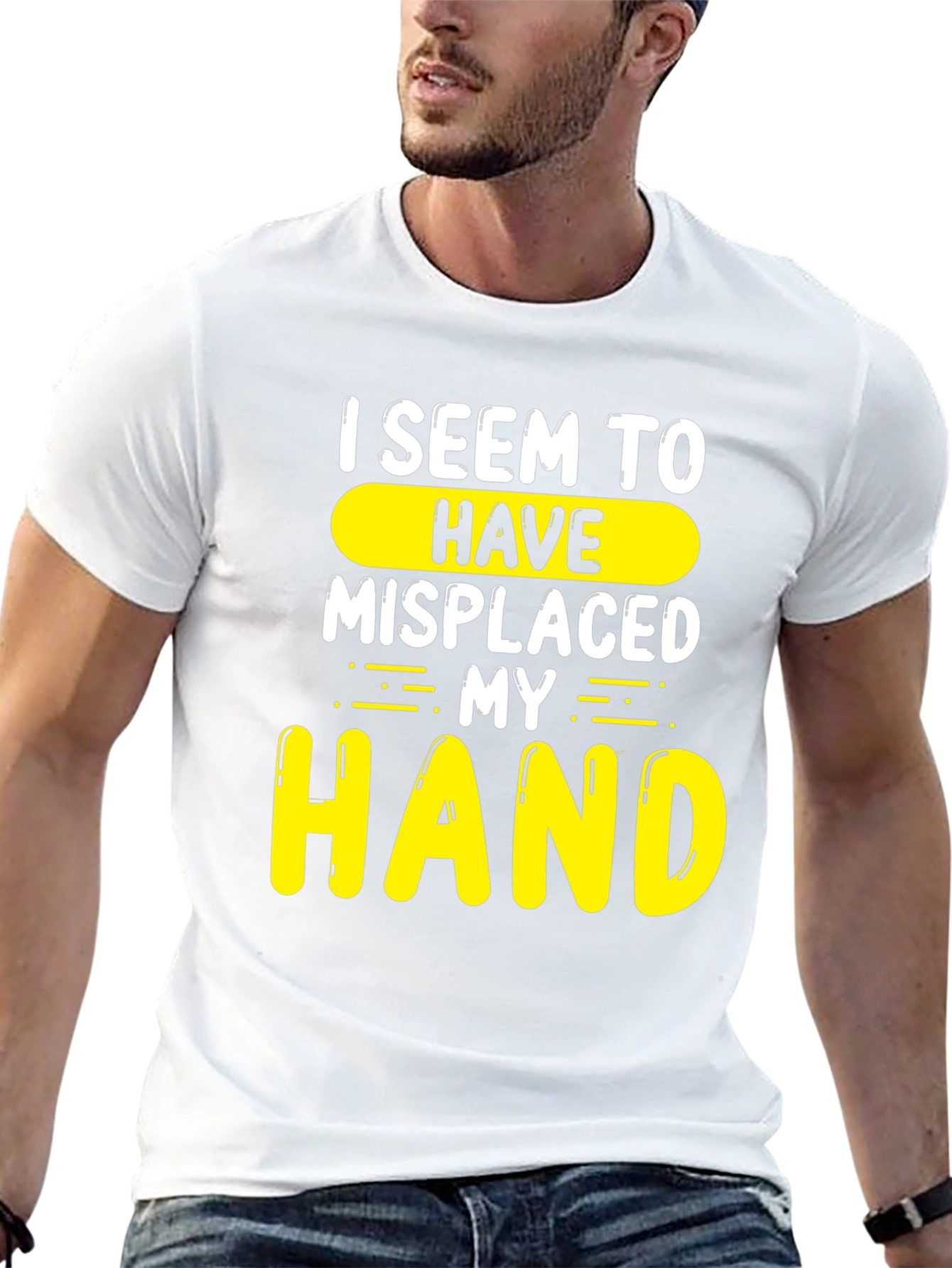 Black Humorous "Misplaced Hand" Graphic T-Shirt view 13
