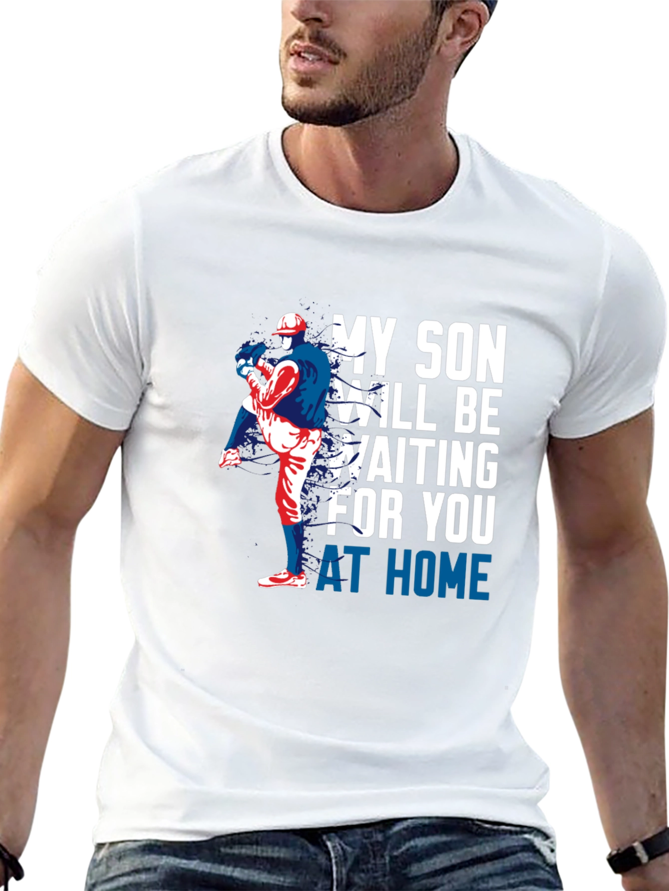 Black My Son Will Be Waiting Baseball T-Shirt view 13