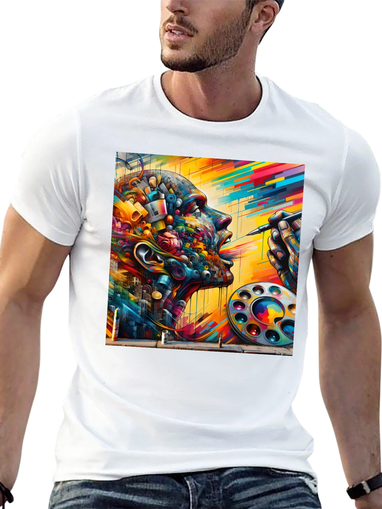 Black Artistic Mind T-Shirt - Colorful Abstract Design view 13