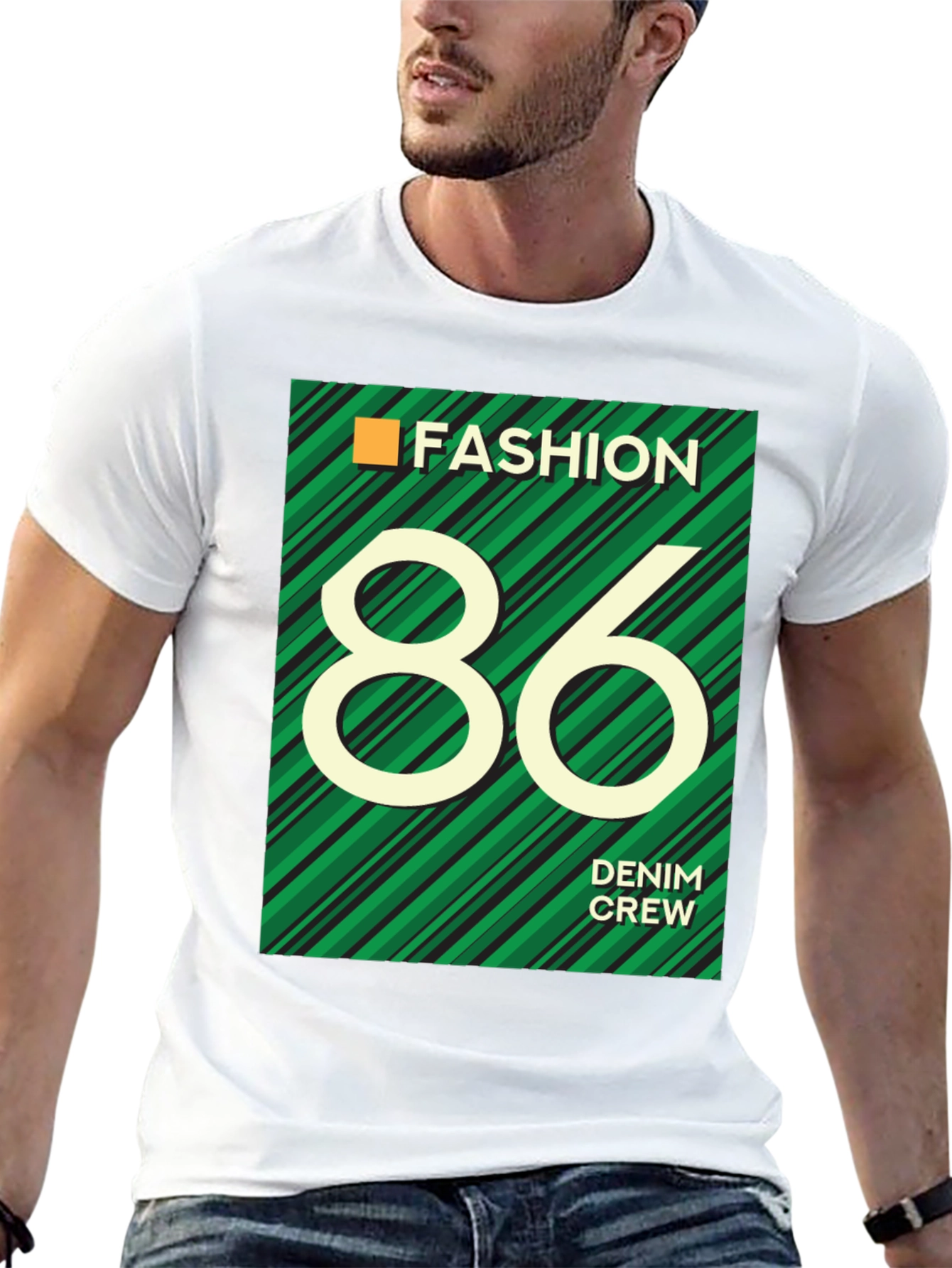 Black Fashion 86 Denim Crew Graphic T-Shirt view 13