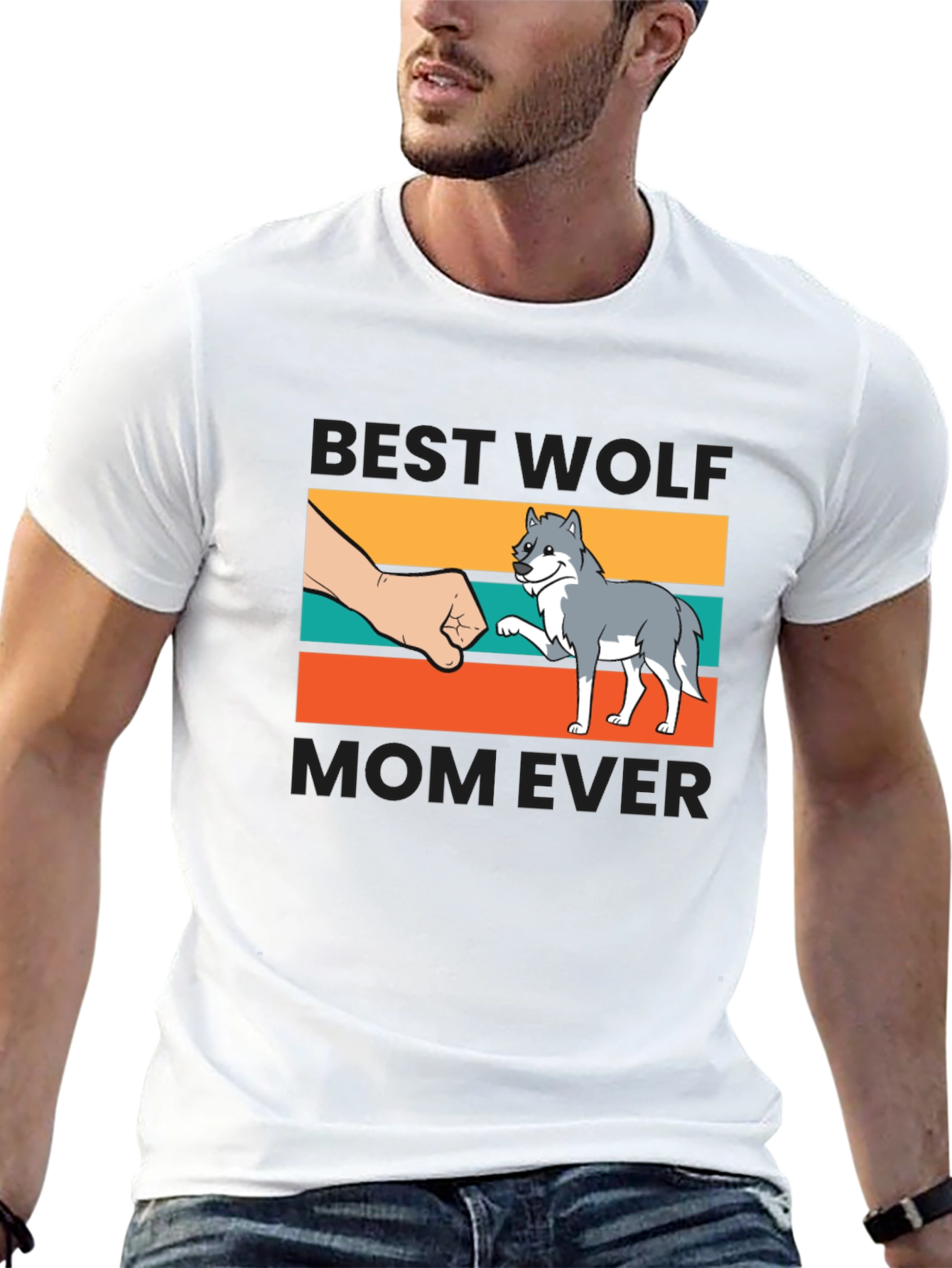 Black Best Wolf Mom Ever T-Shirt view 13