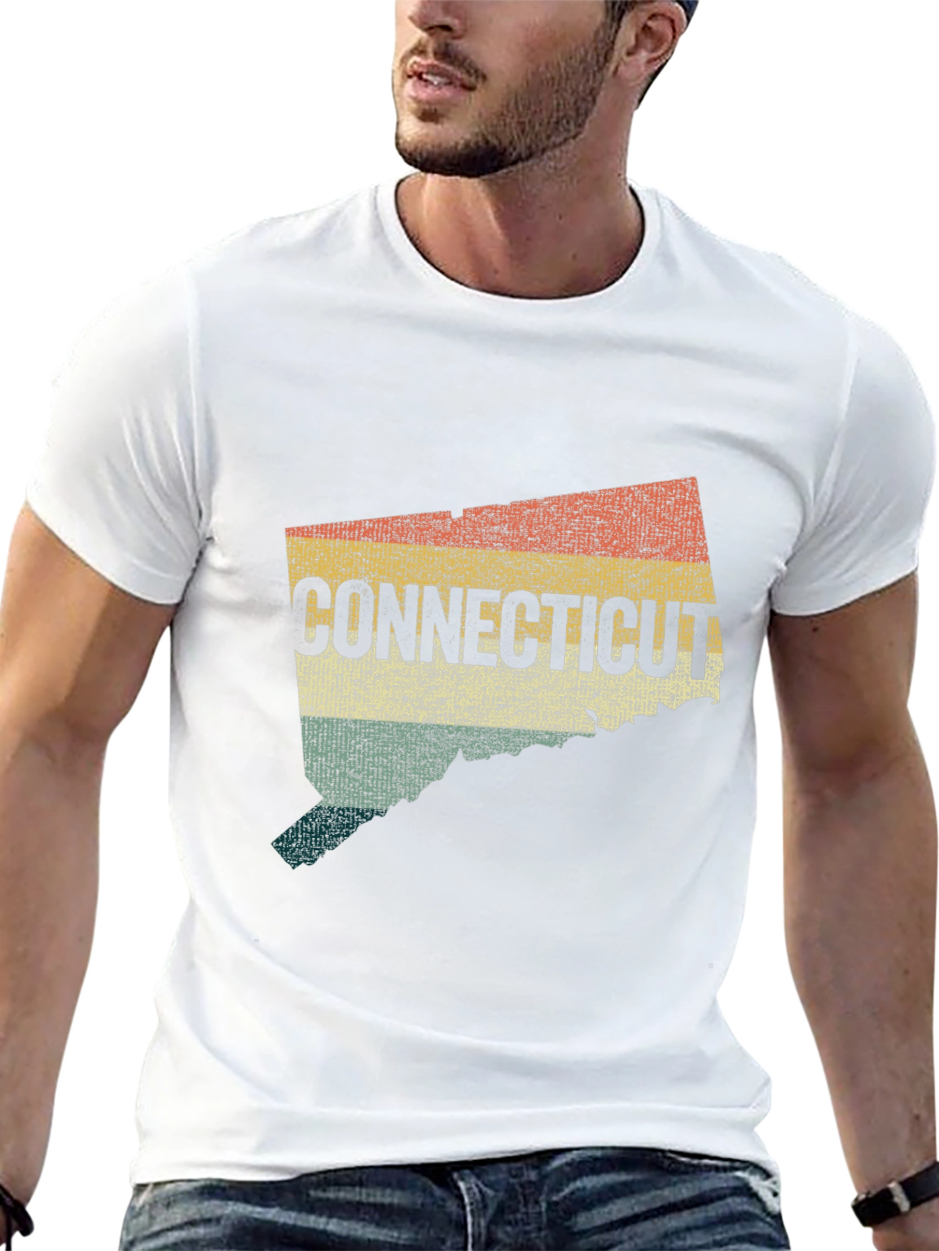 Black Retro Connecticut State Map Graphic T-Shirt view 13