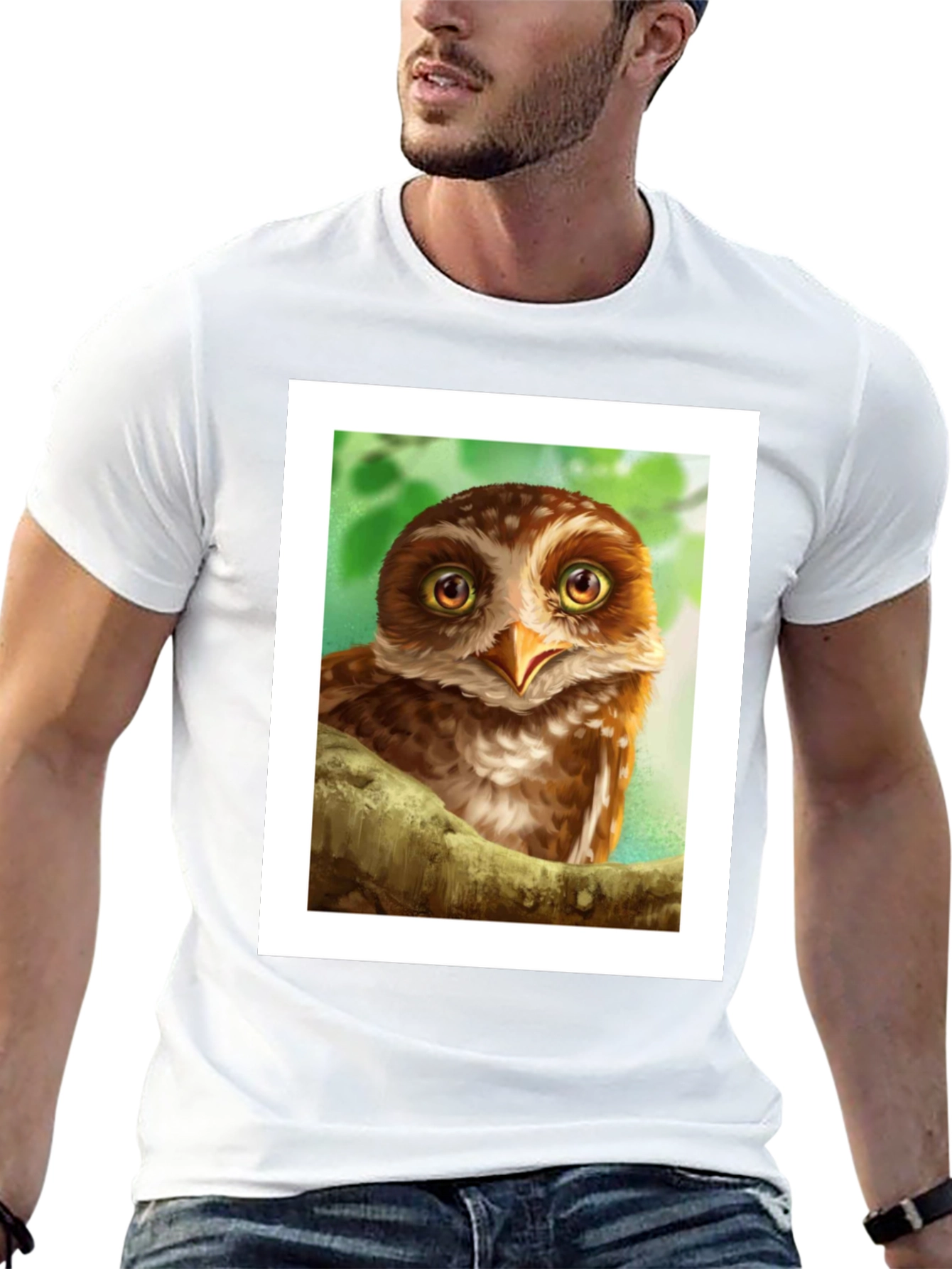 Black Owl Graphic Print Black T-Shirt view 13