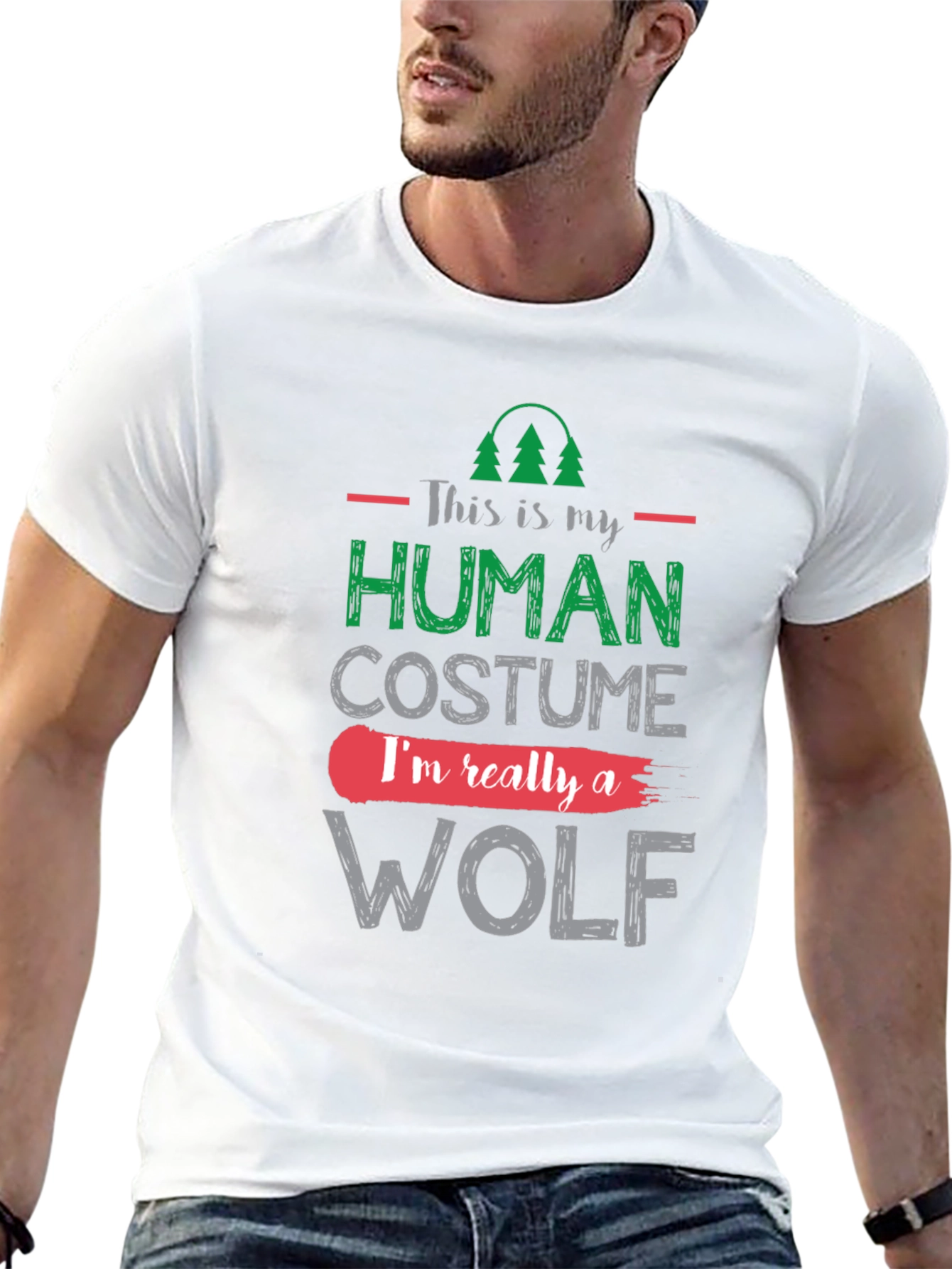 Black Human Costume Wolf Graphic T-Shirt view 13