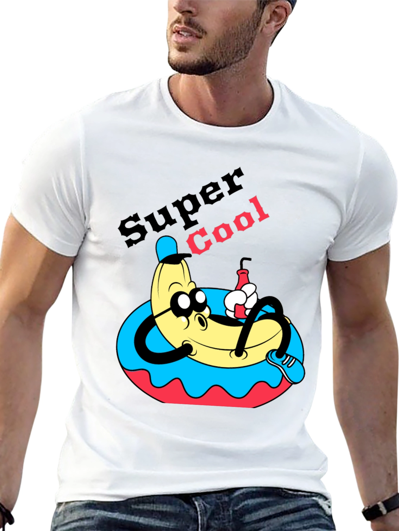Black Super Cool Banana T-Shirt - Relaxed Cartoon Graphic Tee view 13