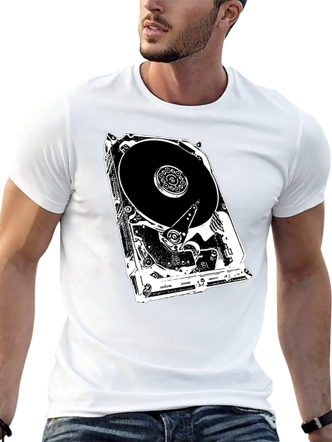 Black Hard Drive Anatomy Graphic Tee - Tech Lover's Shirt view 13