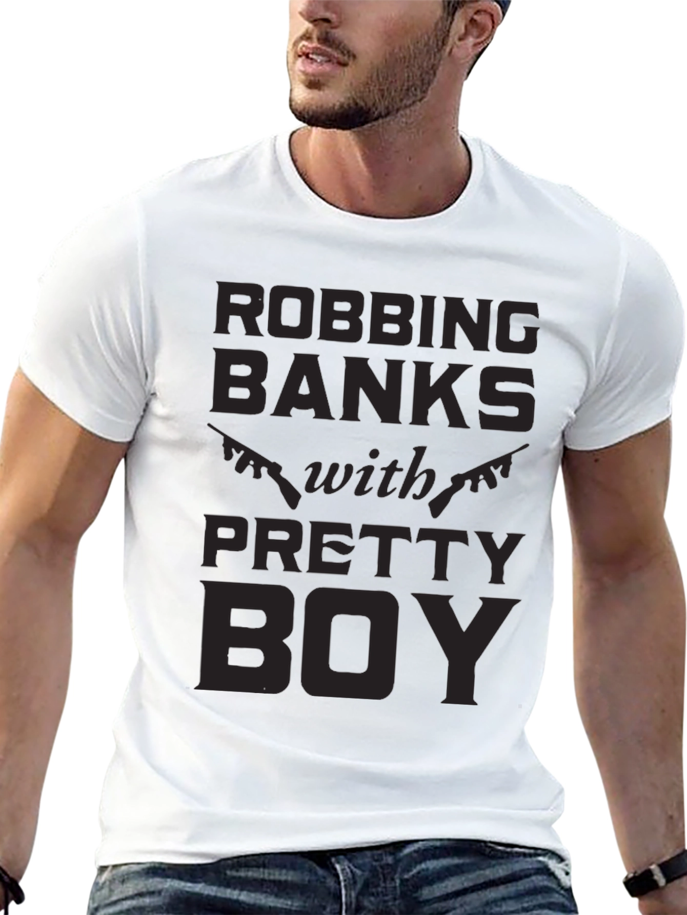 Black Robbing Banks With Pretty Boy Graphic T-Shirt view 13