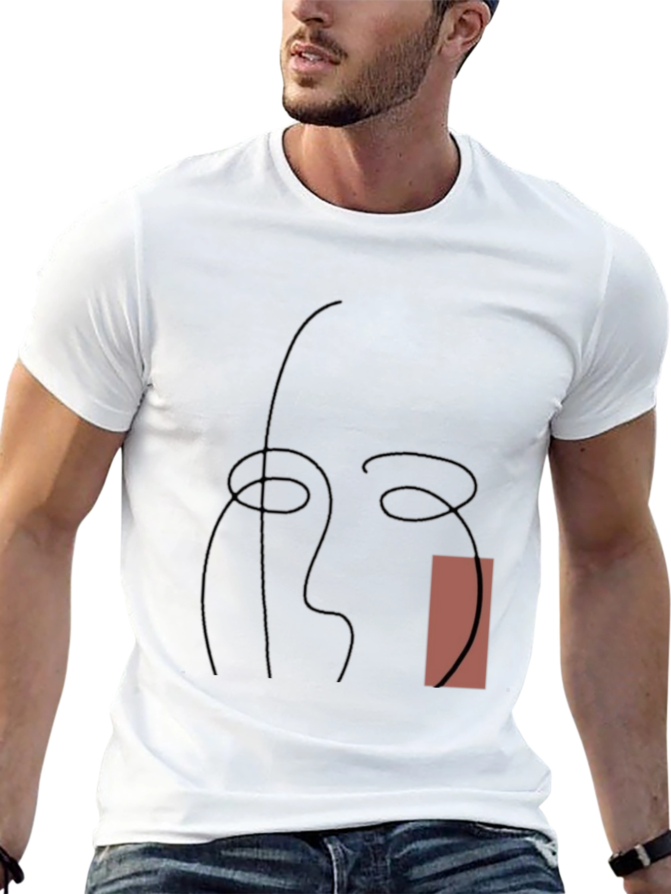 Black Abstract Line Art Graphic Tee - Modern Style view 13