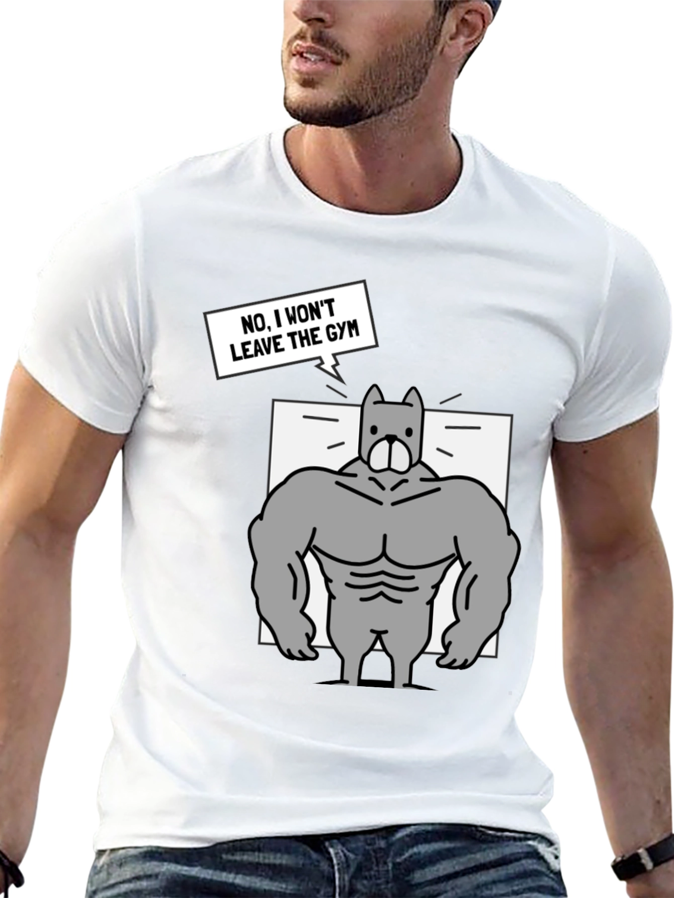 Black Gym Dog Graphic T-Shirt - Funny Workout Tee view 13