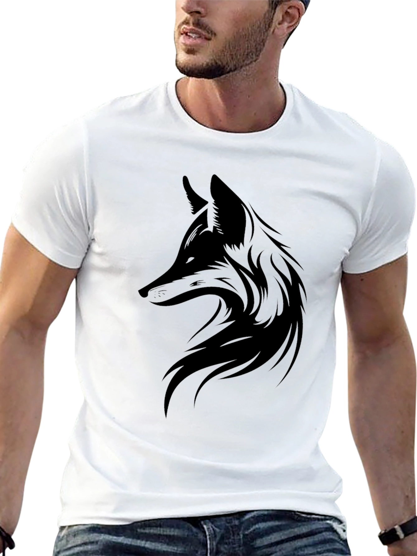 Black Men's Black Fox Graphic Tee - Stylish Casual Wear view 13