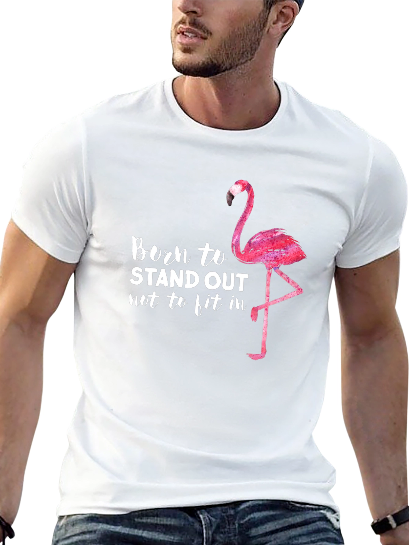 Black Born to Stand Out Flamingo Graphic Tee view 13