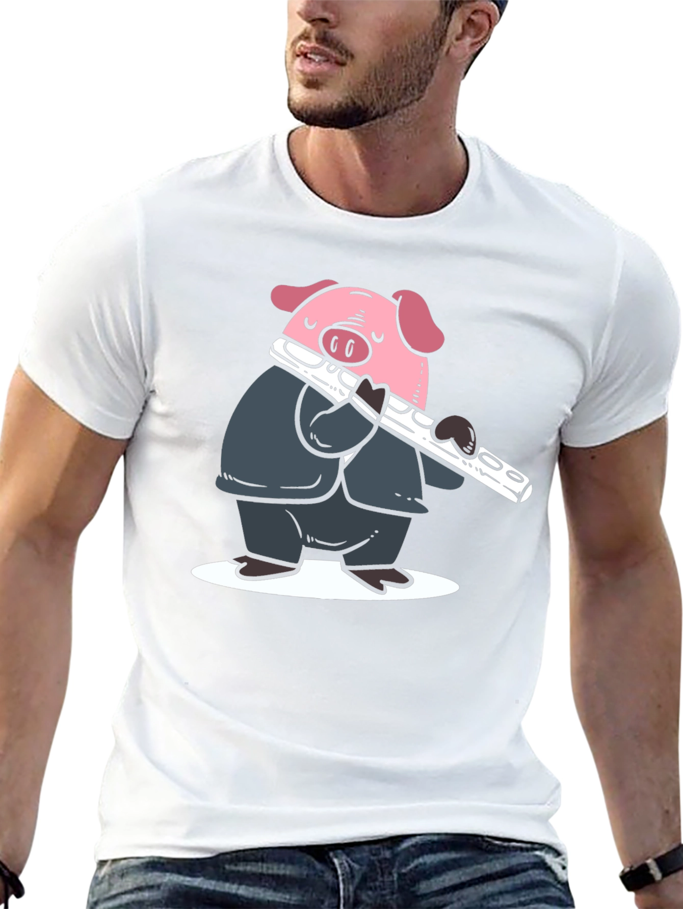 Black Pig Flute Player Graphic T-Shirt - Black view 13