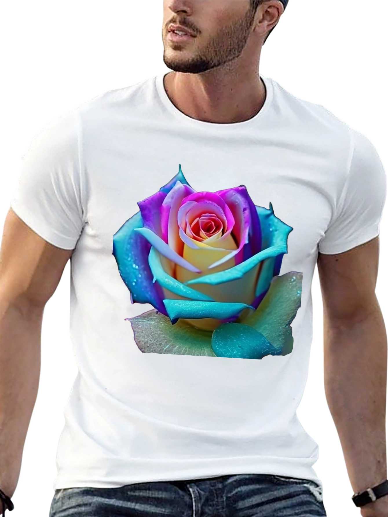 Black Rose Graphic Tee - Vibrant Floral Design view 13