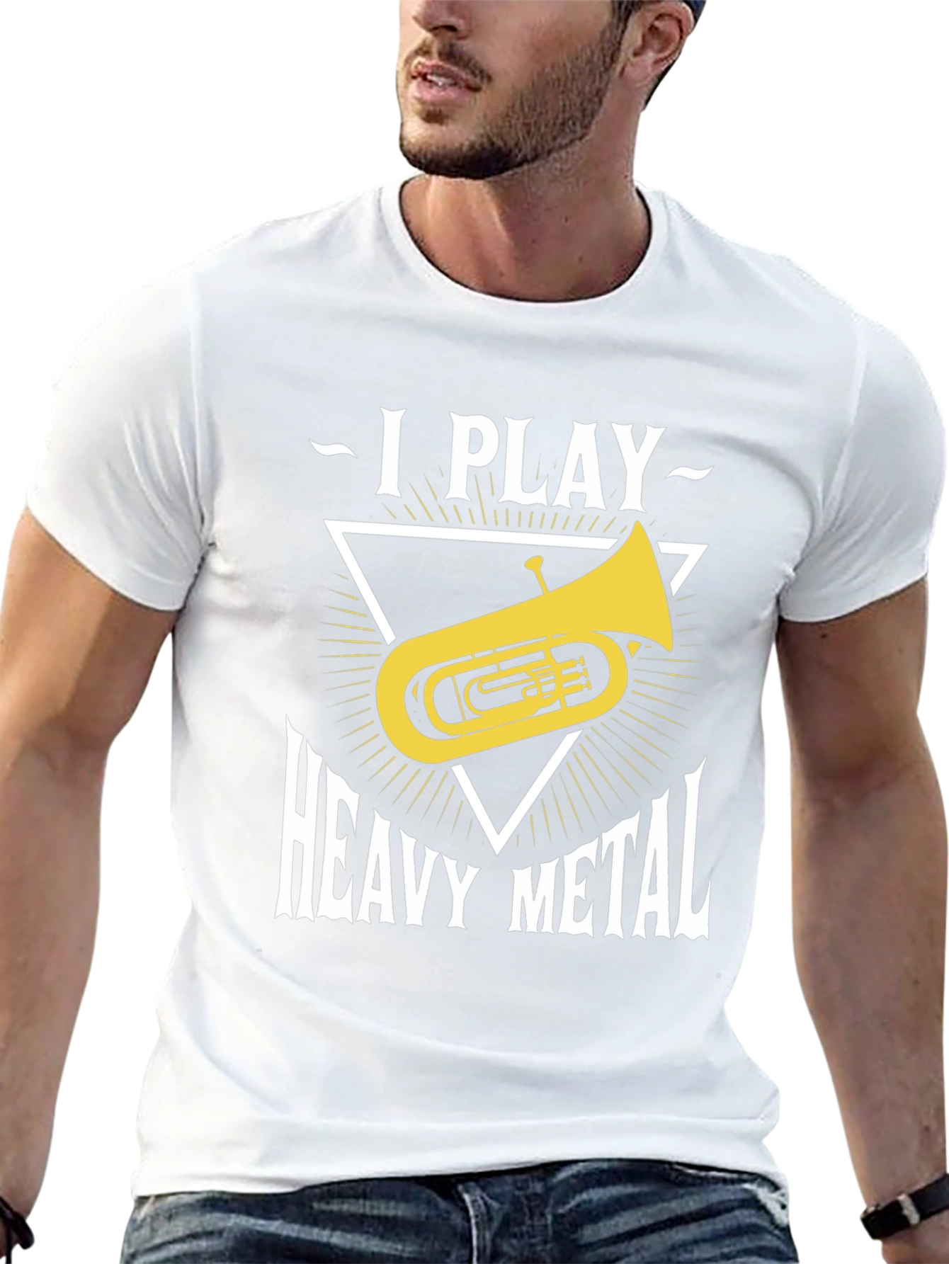 Black I Play Heavy Metal Tuba T-Shirt view 13
