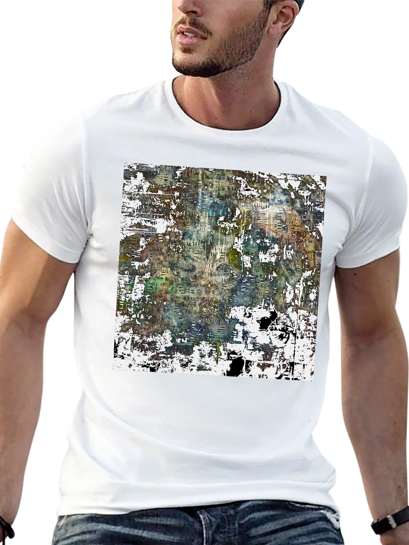 Black Abstract Art Print Black Tee view 13