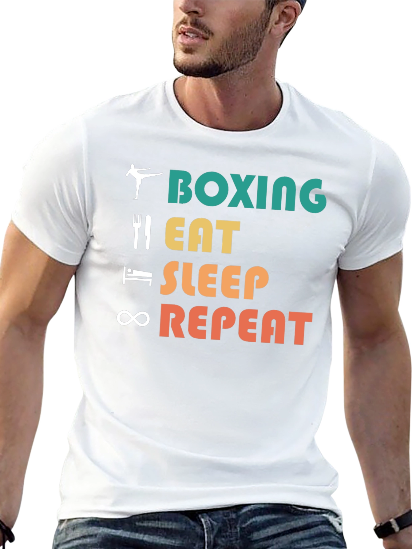 Black Boxing Eat Sleep Repeat Graphic Tee view 13