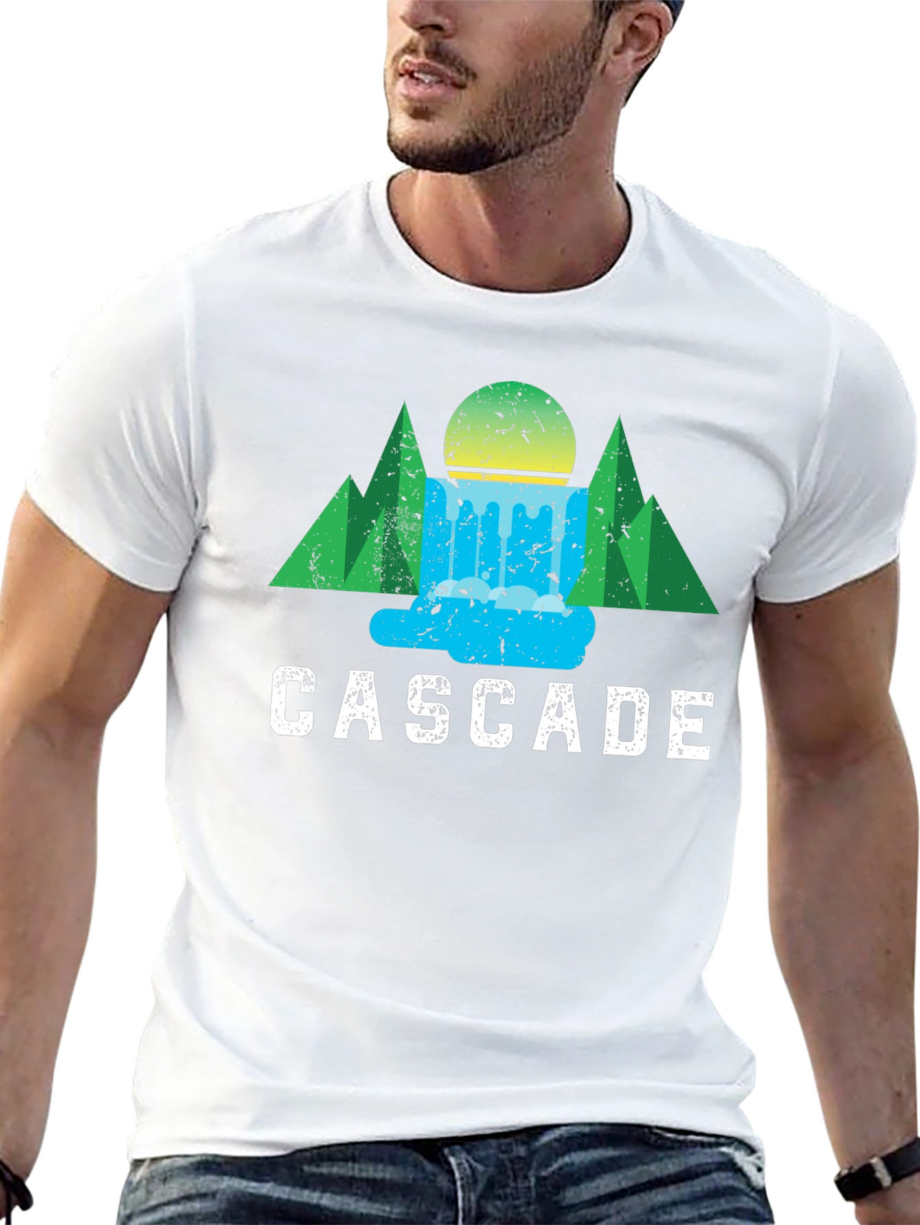 Black Cascade Graphic Tee - Nature Inspired Design view 13