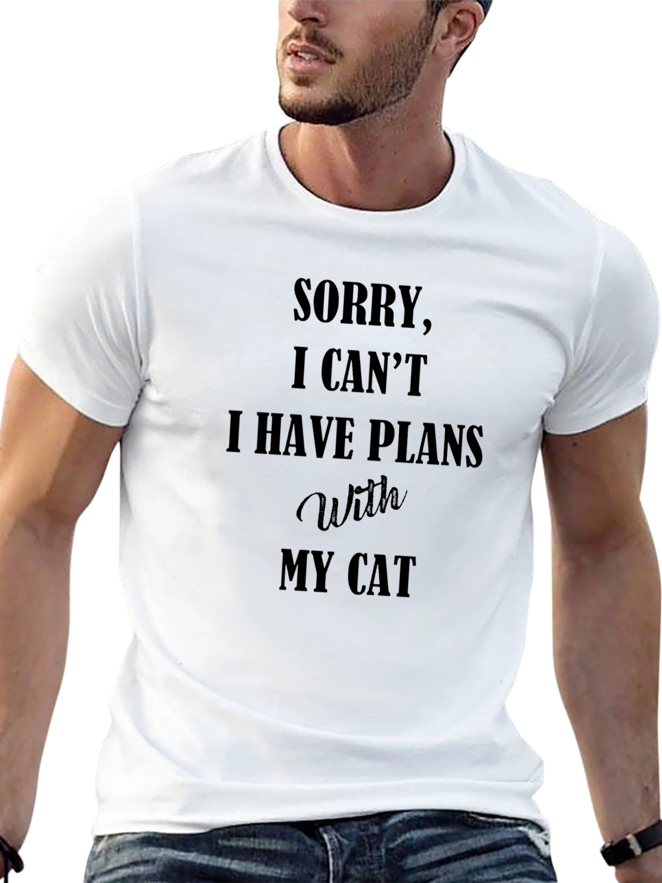 Black Sorry I Have Plans With My Cat T-Shirt view 13