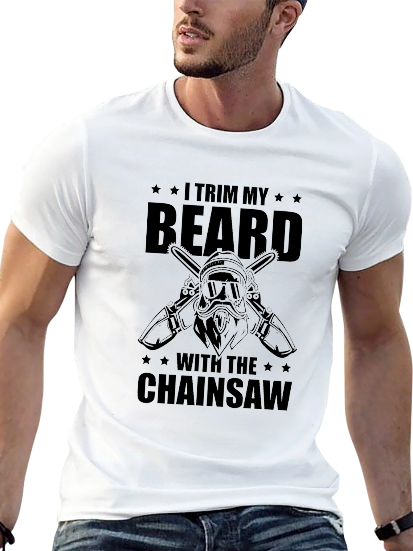 Black I Trim My Beard With The Chainsaw T-Shirt view 13