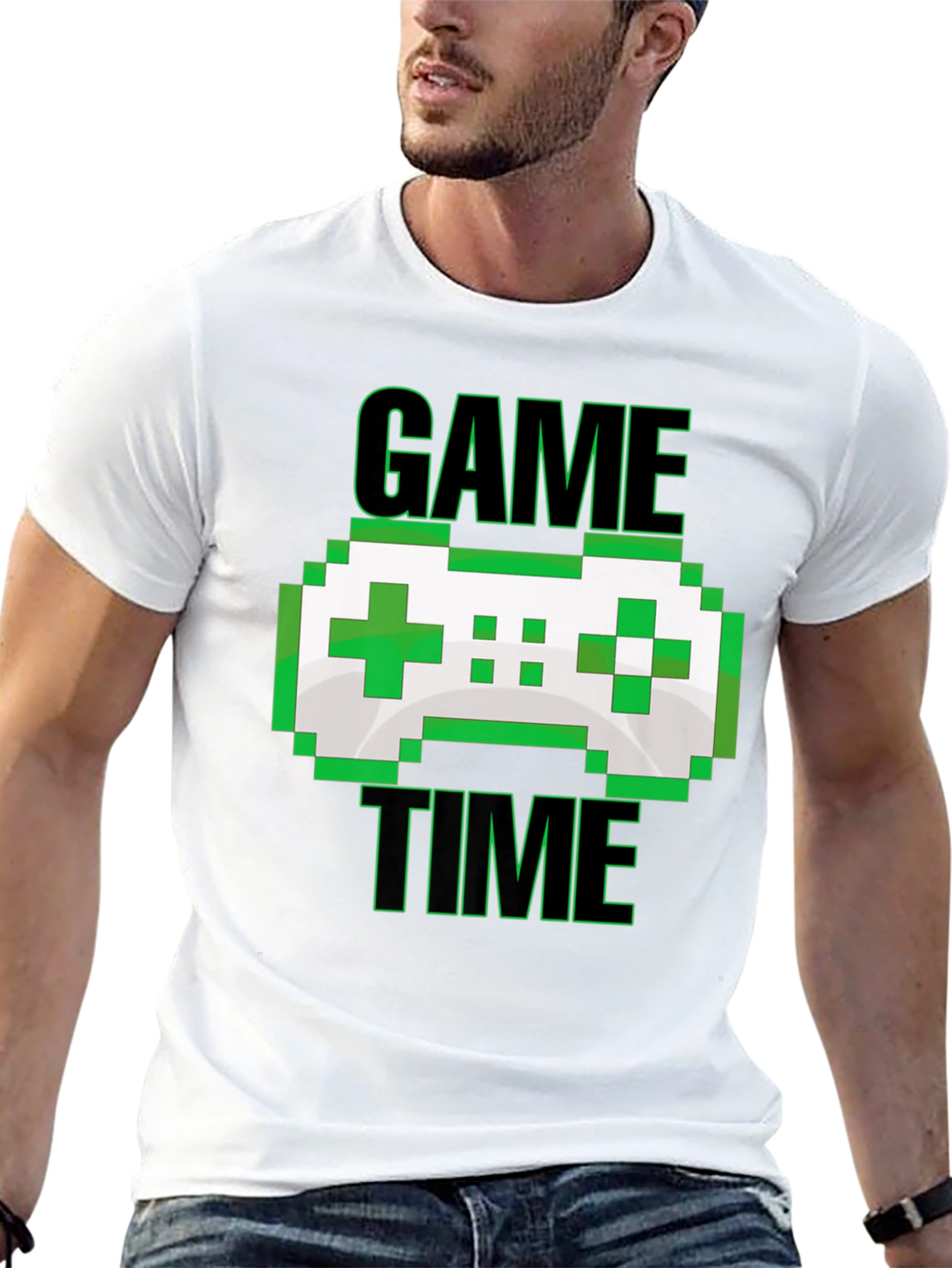Black Game Time Pixel Controller Graphic T-Shirt view 13