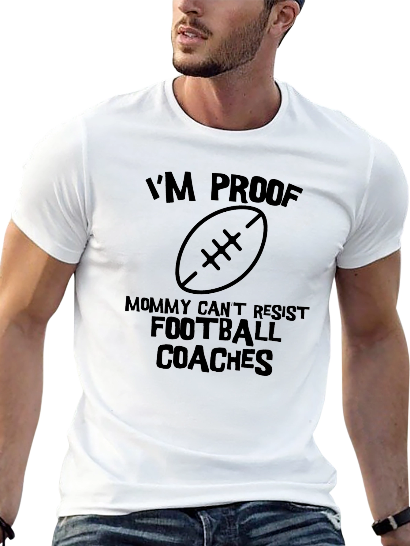 Black I'm Proof Mommy Can't Resist Football Coaches Black T-Shirt view 13