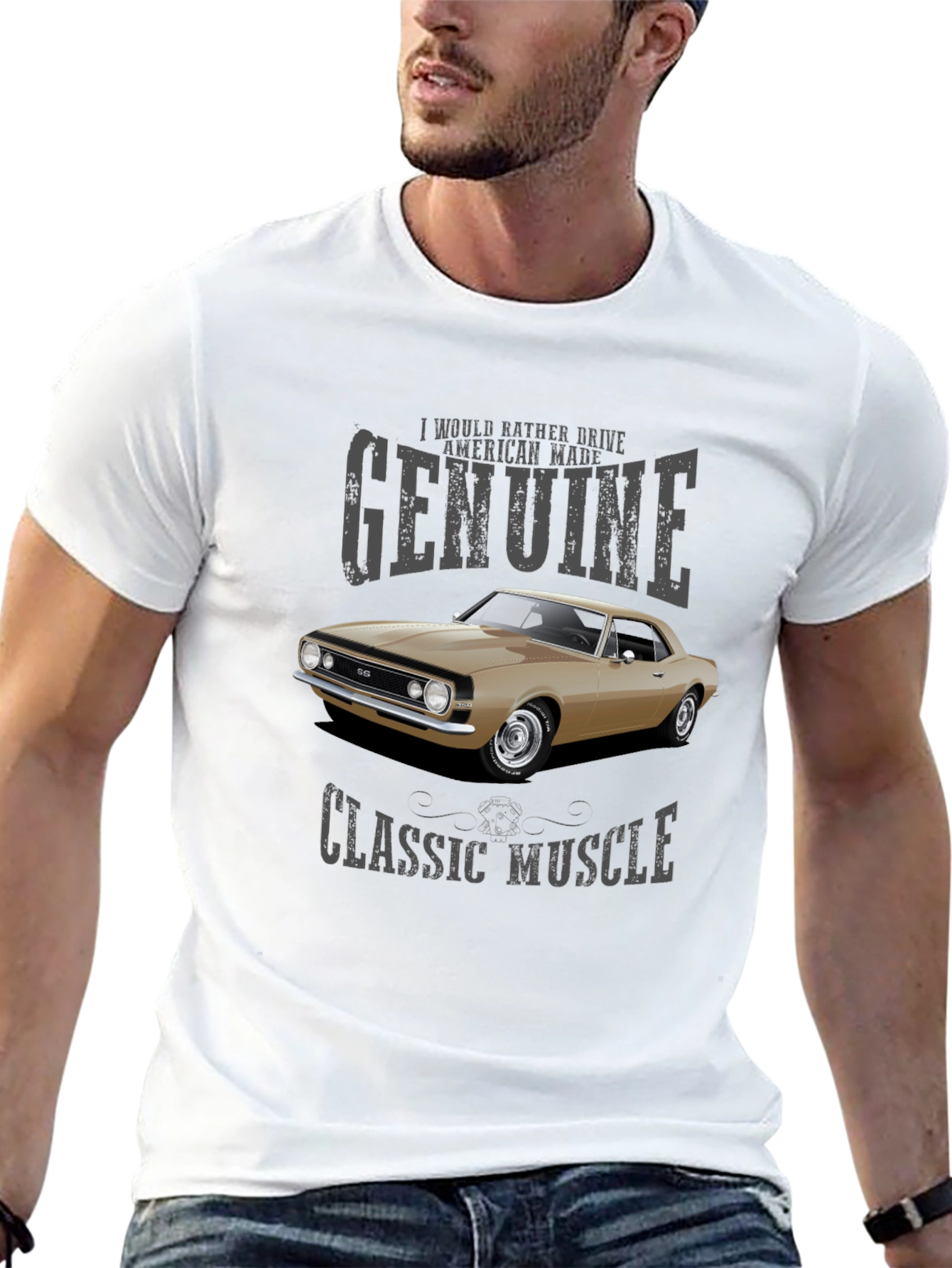 Black Genuine Classic Muscle Car T-Shirt view 13