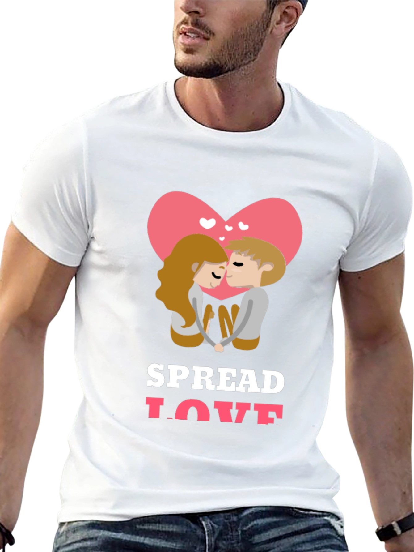 Black Spread Love T-Shirt - Romantic Couple Design view 13