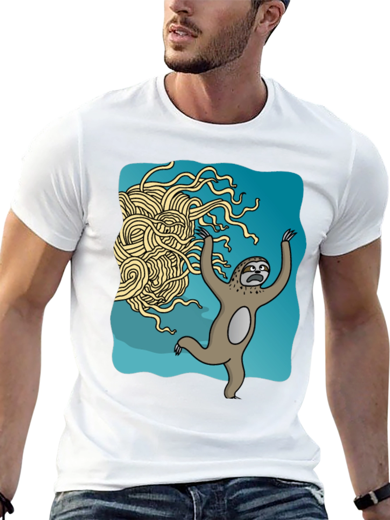 Black Sloth vs. Flying Spaghetti Monster T-Shirt view 13