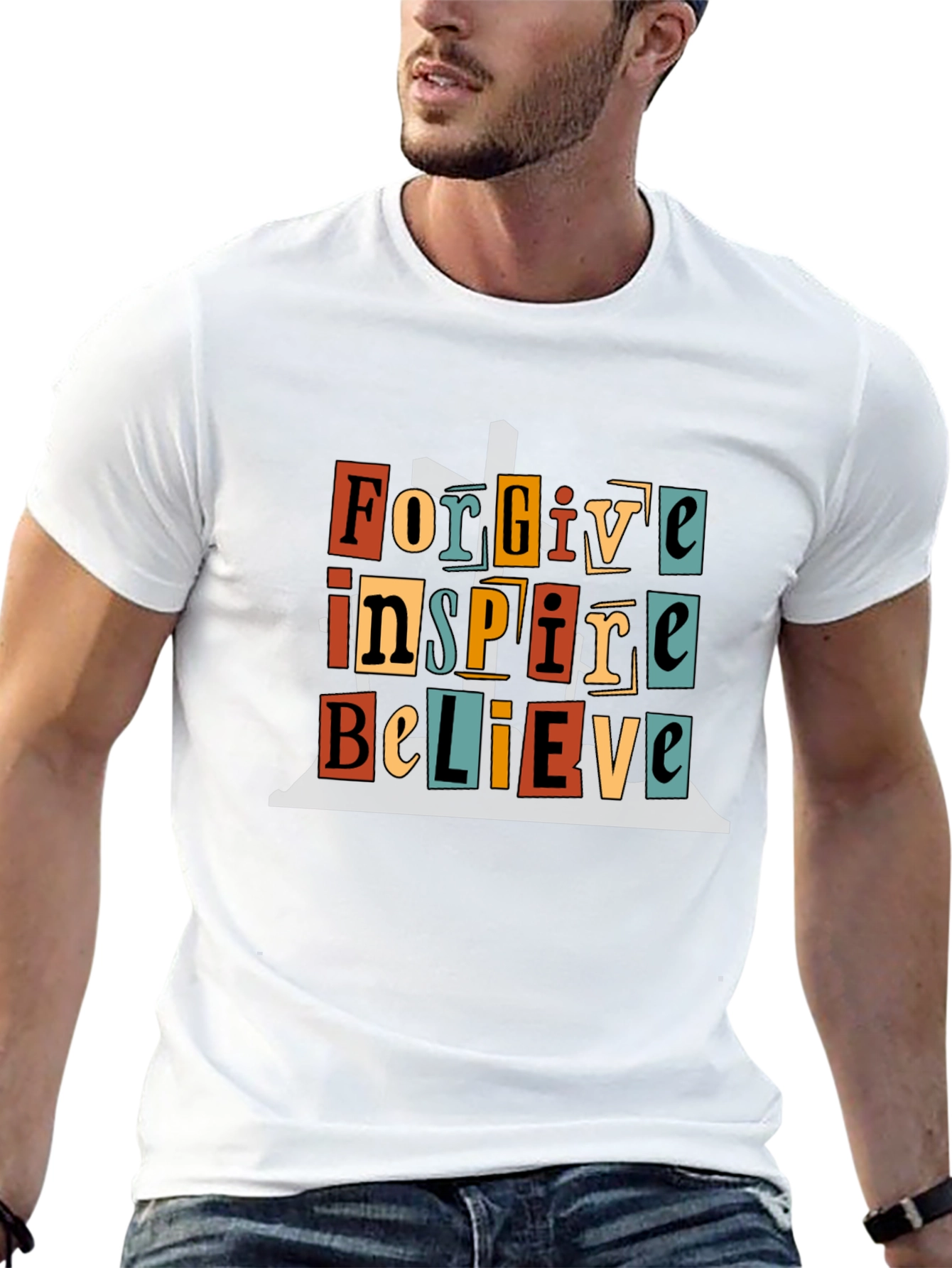 Black Forgive Inspire Believe Graphic T-Shirt view 13