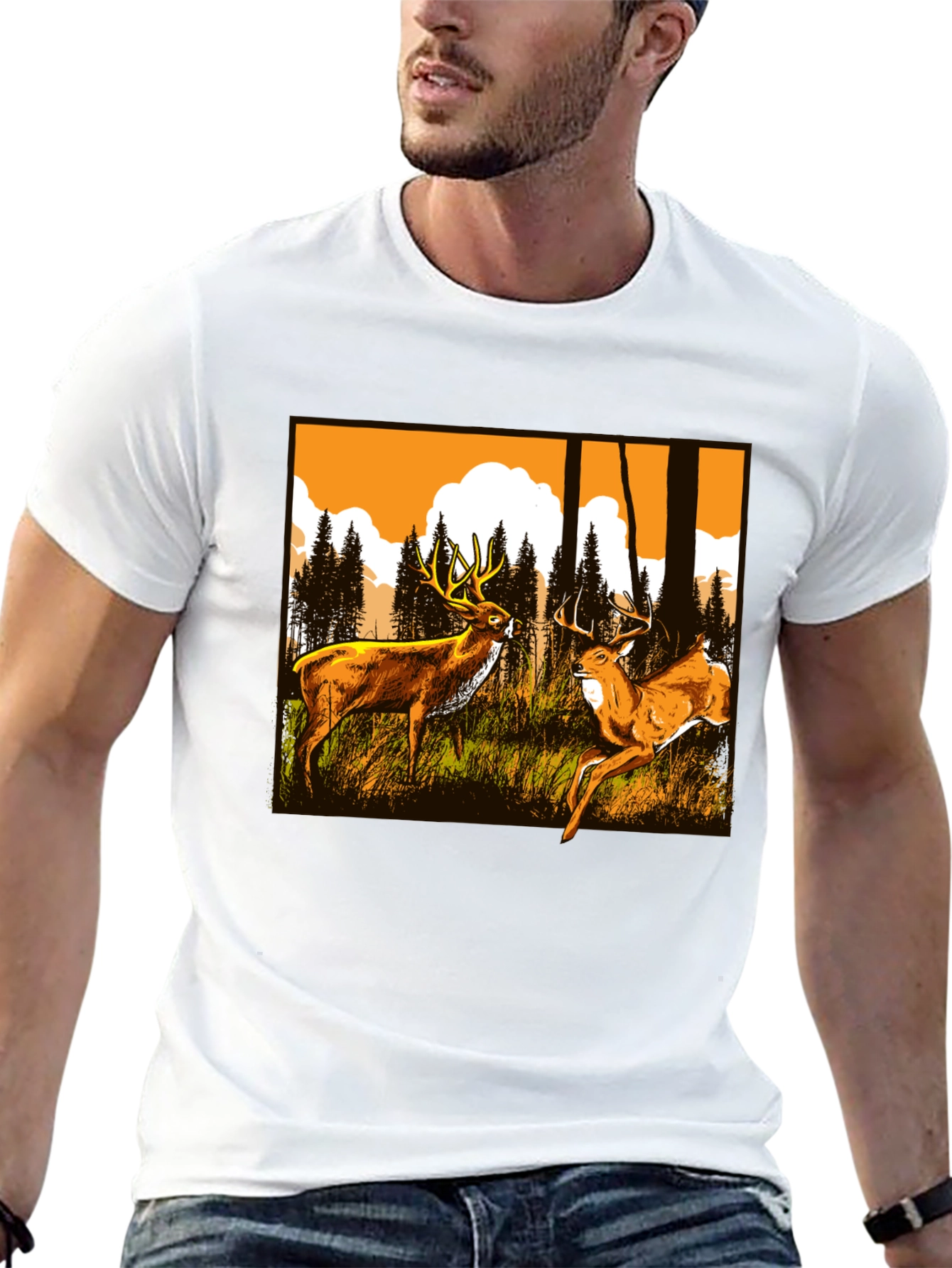 Black Deer Graphic Tee - Wildlife Forest Design view 13