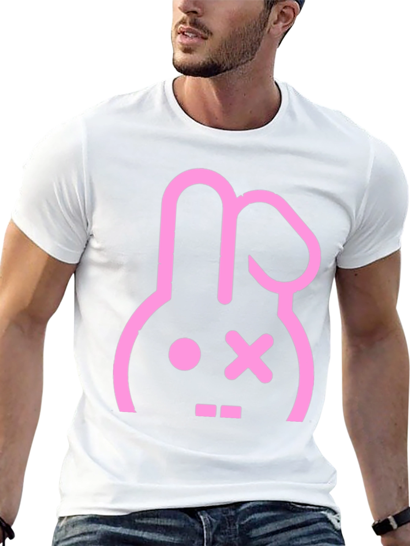 Black Black T-Shirt with Pink Bunny Graphic view 13
