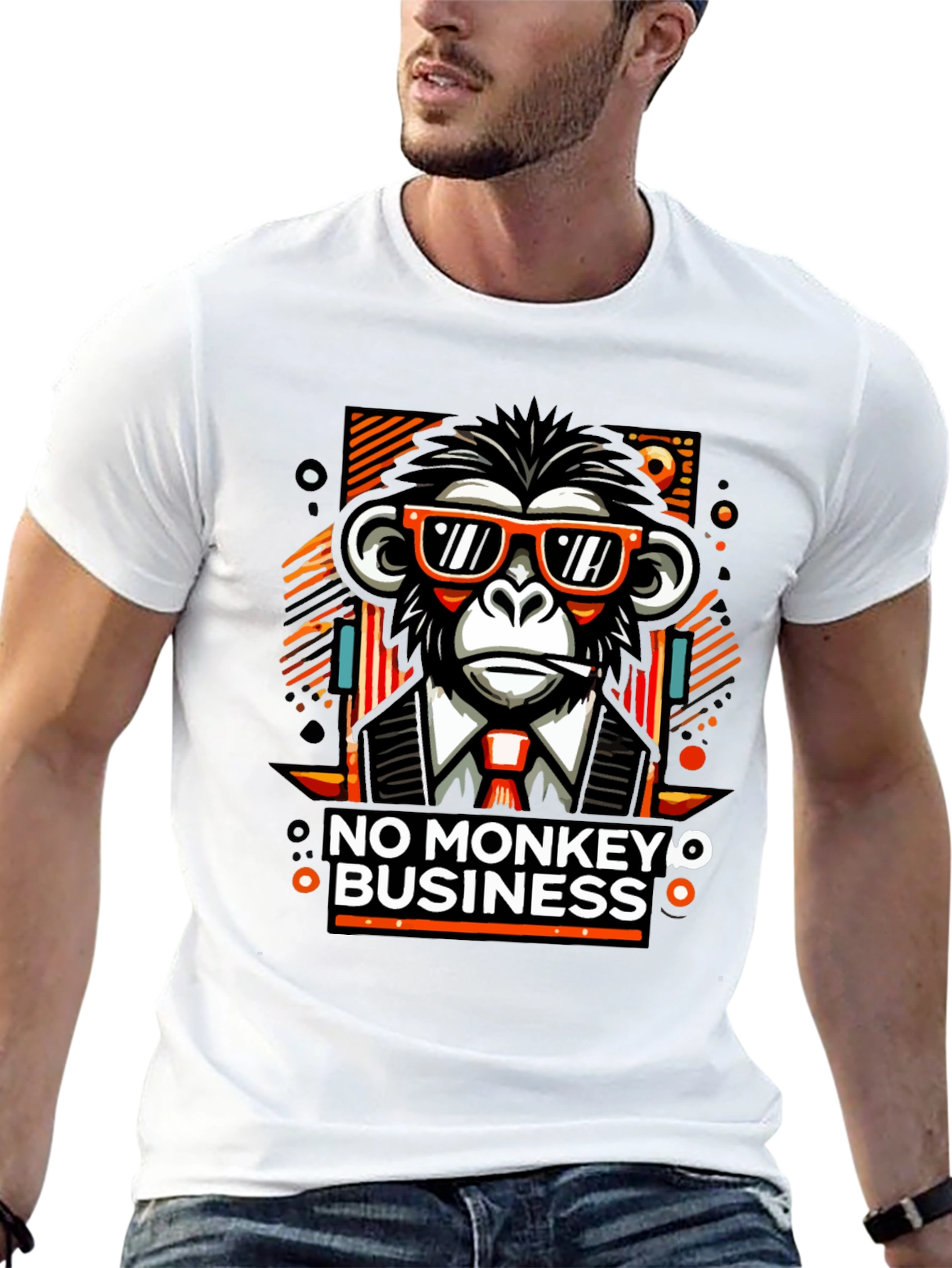 Black No Monkey Business Graphic T-Shirt view 13