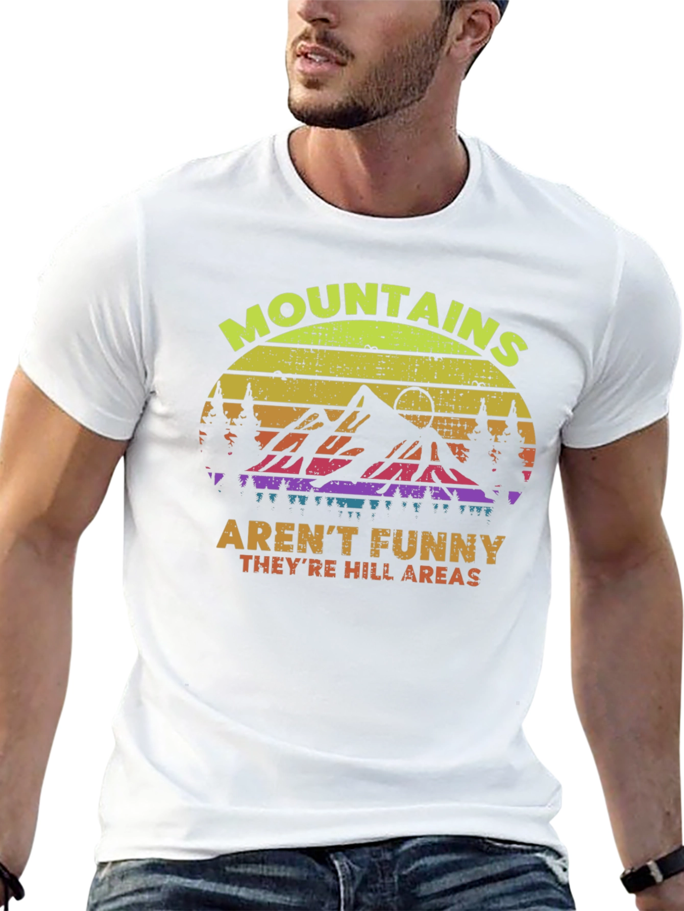 Black Funny Mountains T-Shirt - Hill Areas Joke view 13